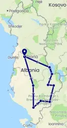 Parcours du circuit Albanie du Sud Authentique par Experience Albanie, votre agence réceptive